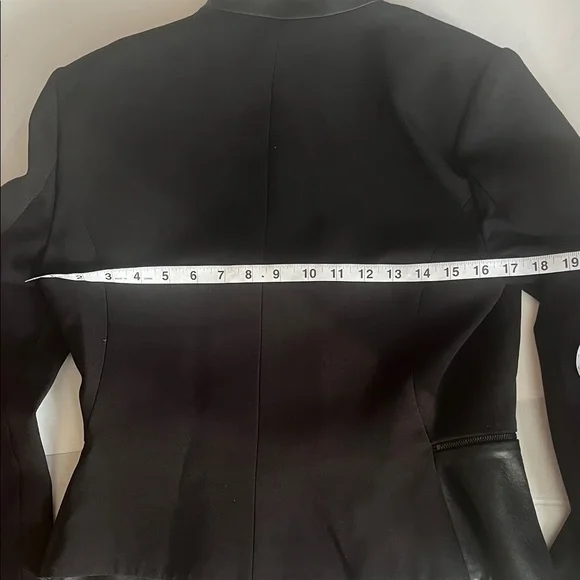 BCBGMaxAzria Black Jacket with Leather Accents removable zipper shoulder pads - Picture 12 of 12